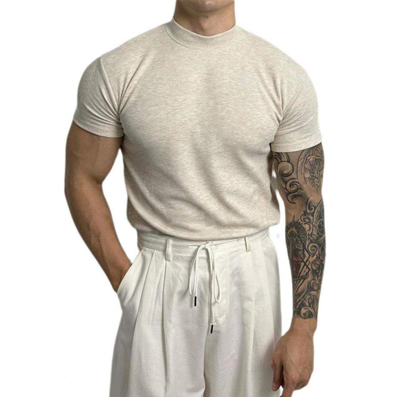 Men&#39;s Fitted Ribbed Knit Mock Neck Top