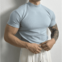 Men&#39;s Fitted Ribbed Knit Mock Neck Top