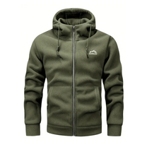 Men&#39;s Fleece Jacket With Hood And Full-Length Zip