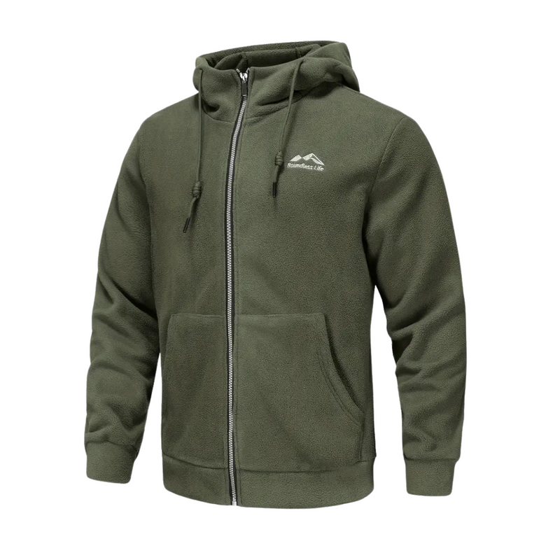 Men&#39;s Fleece Jacket With Hood And Full-Length Zip