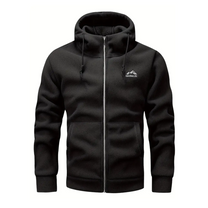Men&#39;s Fleece Jacket With Hood And Full-Length Zip