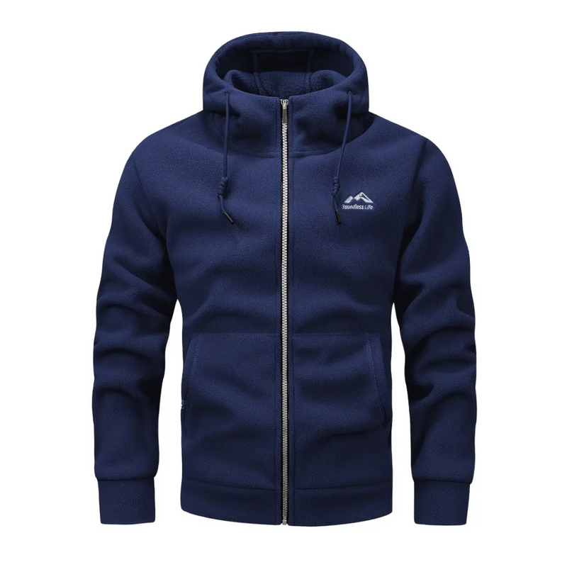 Men&#39;s Fleece Jacket With Hood And Full-Length Zip