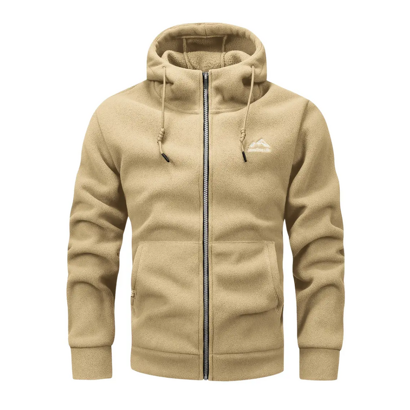 Men&#39;s Fleece Jacket With Hood And Full-Length Zip