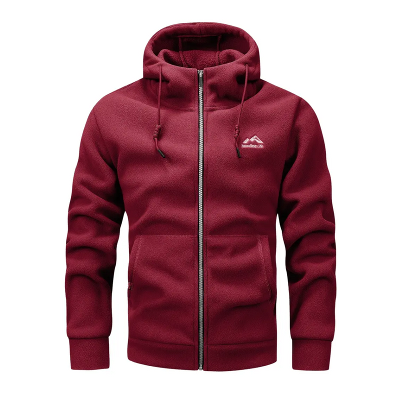 Men&#39;s Fleece Jacket With Hood And Full-Length Zip