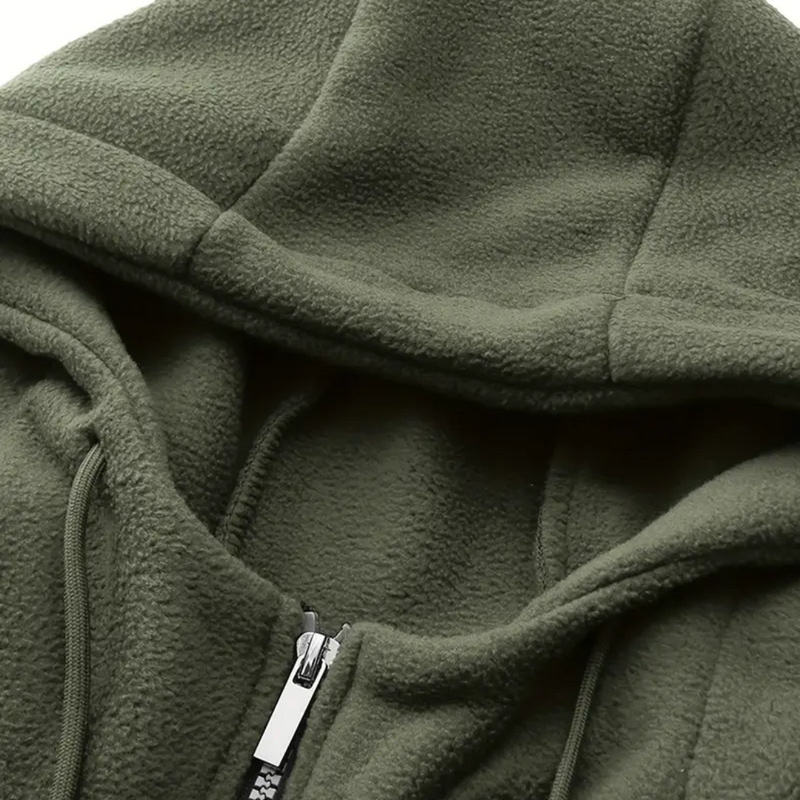 Men&#39;s Fleece Jacket With Hood And Full-Length Zip