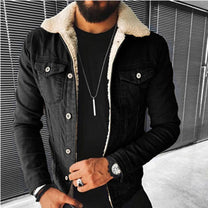 Men&#39;s Fleece Lined Denim Jacket With Lapel Collar