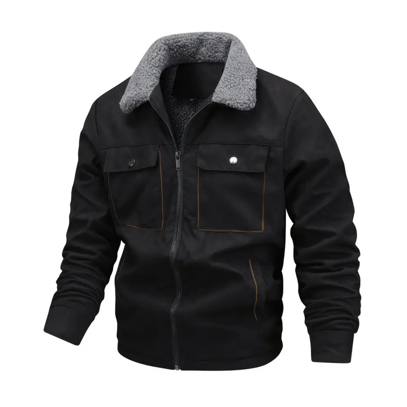 Men&#39;s Fleece Lined Outdoor Jacket With Lapel Collar