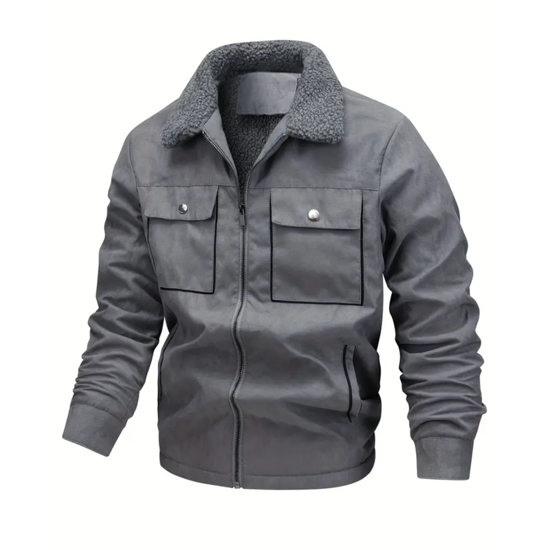Men&#39;s Fleece Lined Outdoor Jacket With Lapel Collar