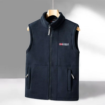 Men&#39;s Fleece Outdoor Gilet With High Collar And Zip Pockets