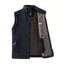 Men&#39;s Fleece Outdoor Gilet With High Collar And Zip Pockets