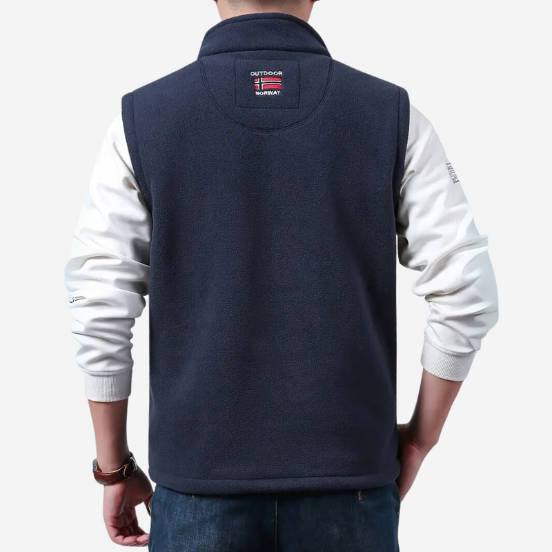 Men&#39;s Fleece Outdoor Gilet With High Collar And Zip Pockets