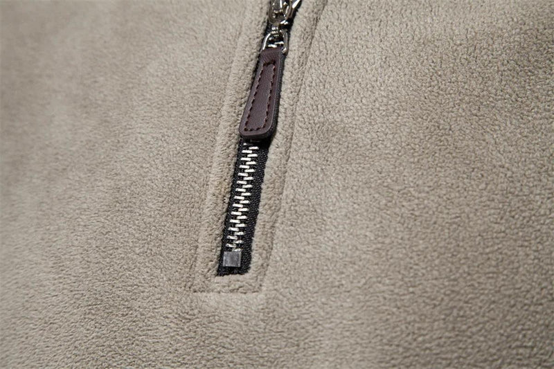 Men&#39;s Fleece Zip-Up Jacket With Stand-Up Collar