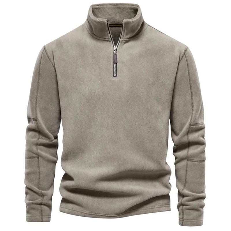 Men&#39;s Fleece Zip-Up Jacket With Stand-Up Collar