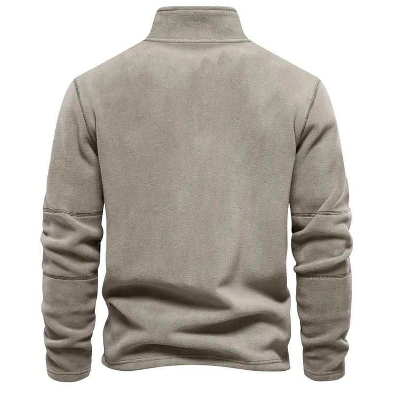 Men&#39;s Fleece Zip-Up Jacket With Stand-Up Collar