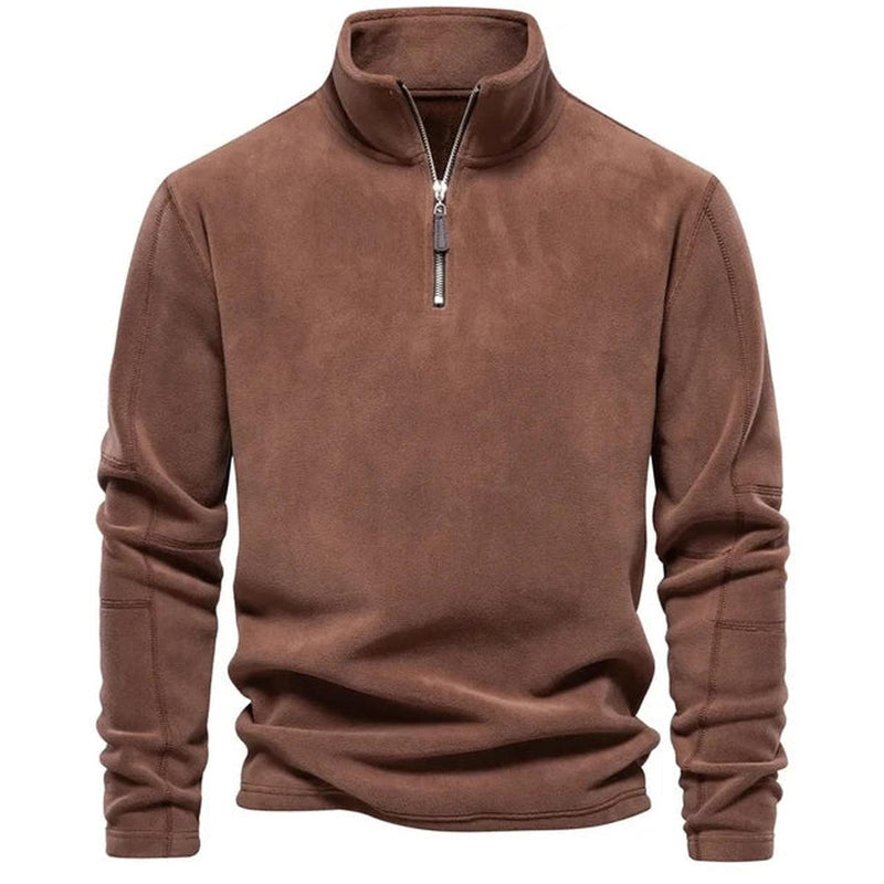 Men&#39;s Fleece Zip-Up Jacket With Stand-Up Collar