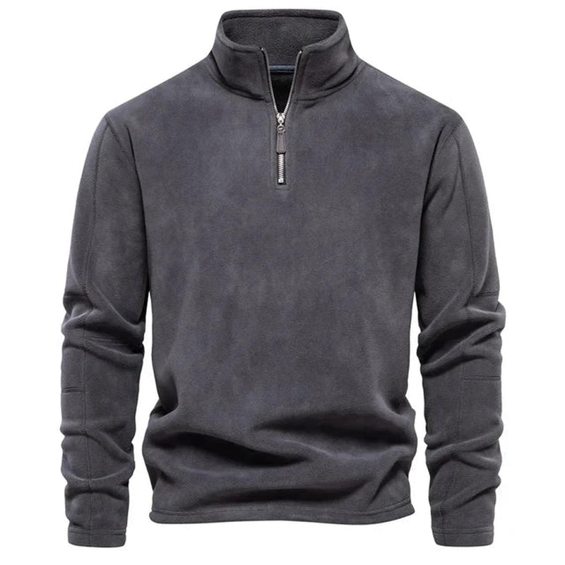 Men&#39;s Fleece Zip-Up Jacket With Stand-Up Collar