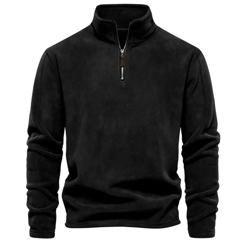 Men&#39;s Fleece Zip-Up Jacket With Stand-Up Collar