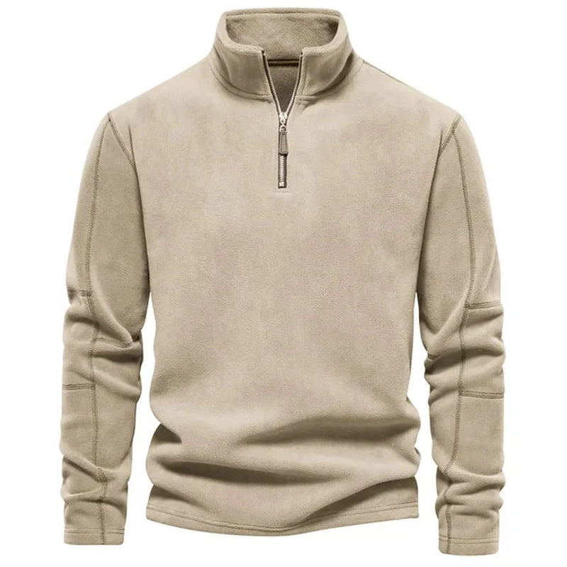 Men&#39;s Fleece Zip-Up Jacket With Stand-Up Collar