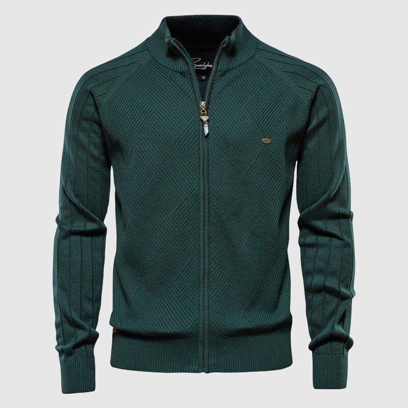 Men&#39;s Full-Zip Cotton Knit Sweater