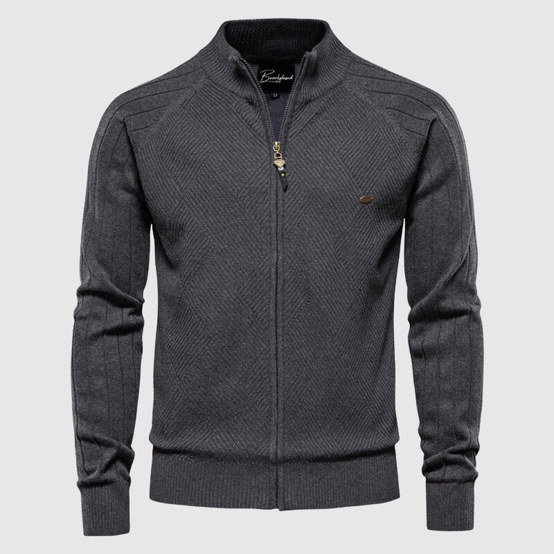 Men&#39;s Full-Zip Cotton Knit Sweater