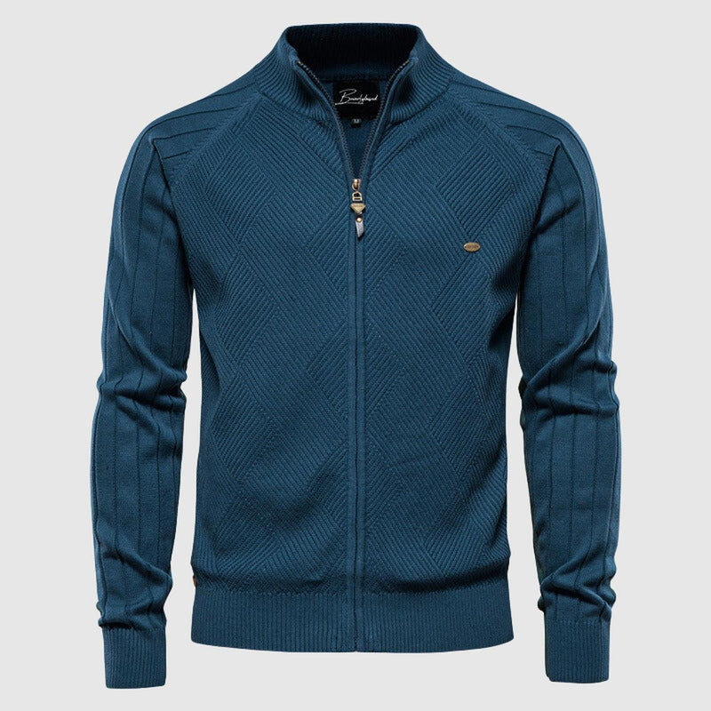 Men&#39;s Full-Zip Cotton Knit Sweater