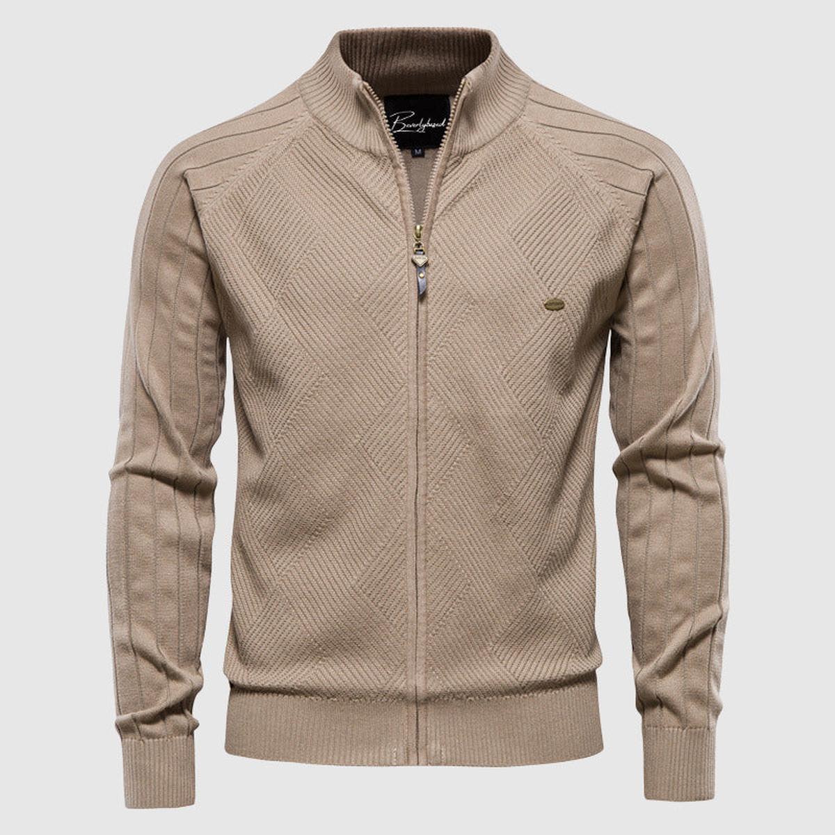 Men&#39;s Full-Zip Cotton Knit Sweater