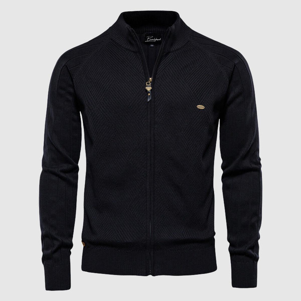 Men&#39;s Full-Zip Cotton Knit Sweater