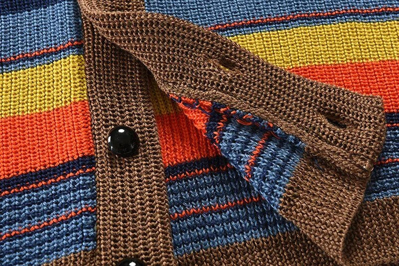 Men&#39;s Geometric Colourblock Cardigan With Button Placket