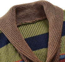 Men&#39;s Geometric Colourblock Cardigan With Button Placket