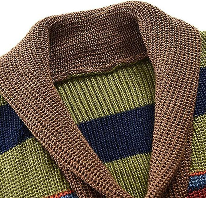 Men&#39;s Geometric Colourblock Cardigan With Button Placket