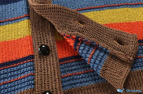 Men&#39;s Geometric Colourblock Cardigan With Button Placket