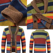 Men&#39;s Geometric Colourblock Cardigan With Button Placket