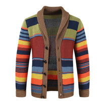 Men&#39;s Geometric Colourblock Cardigan With Button Placket