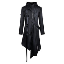 Men&#39;s Gothic Hooded Trench Coat for Casual and Outdoor Wear