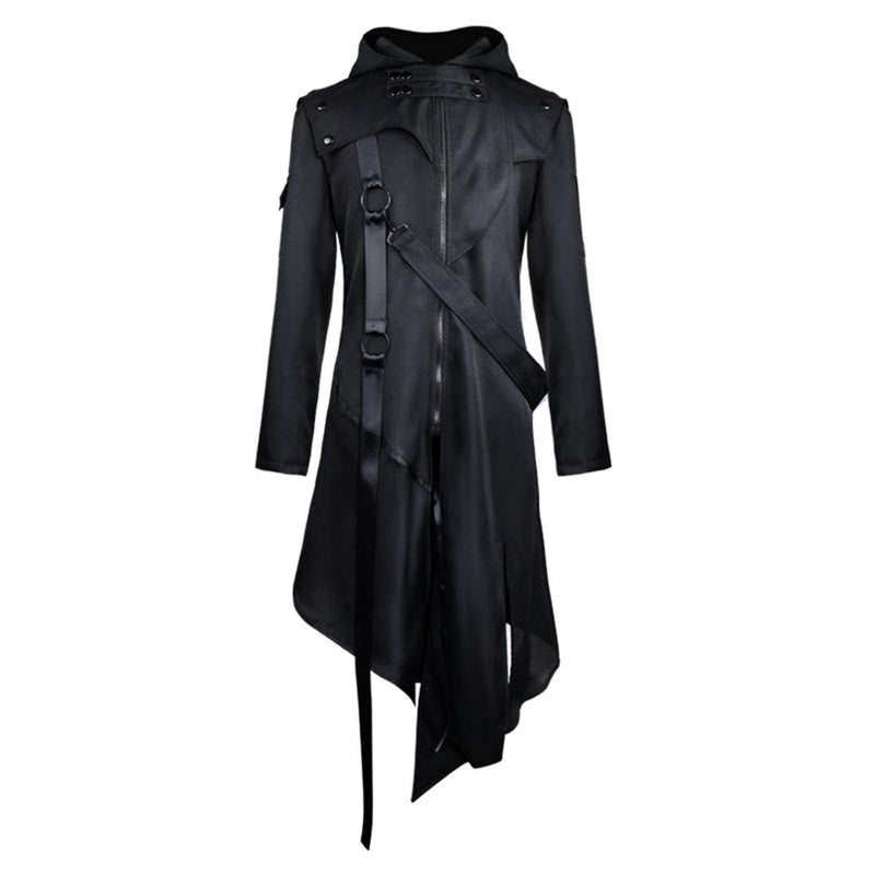 Men&#39;s Gothic Hooded Trench Coat for Casual and Outdoor Wear