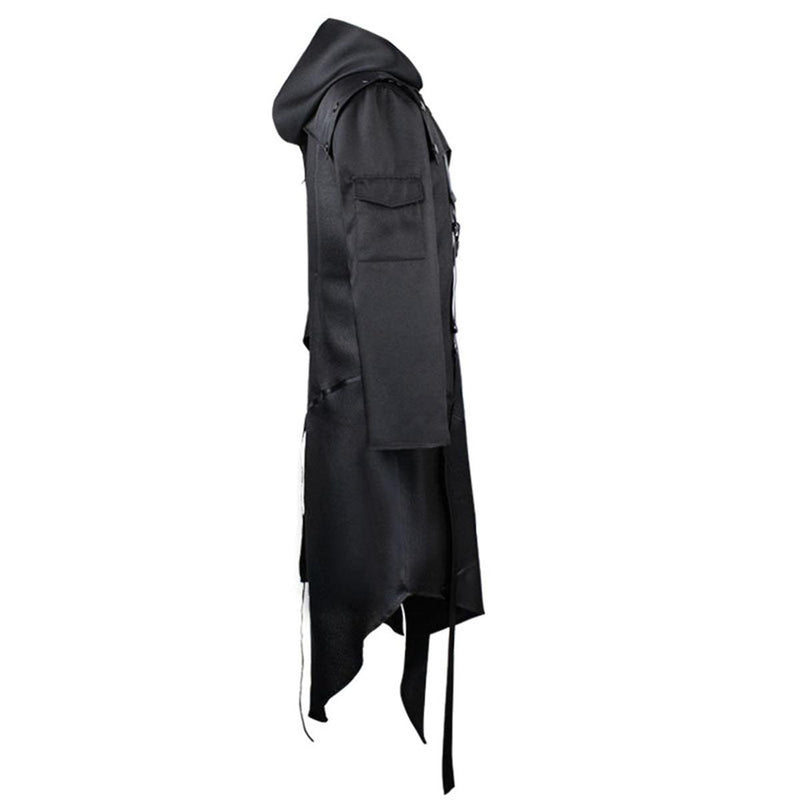 Men&#39;s Gothic Hooded Trench Coat for Casual and Outdoor Wear