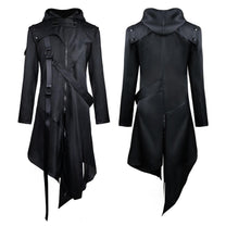 Men&#39;s Gothic Hooded Trench Coat for Casual and Outdoor Wear