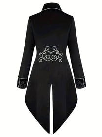Men&#39;s Gothic Steampunk Blazer With Silver Embroidery