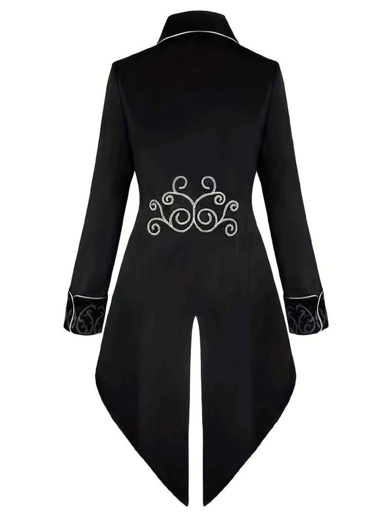 Men&#39;s Gothic Steampunk Blazer With Silver Embroidery