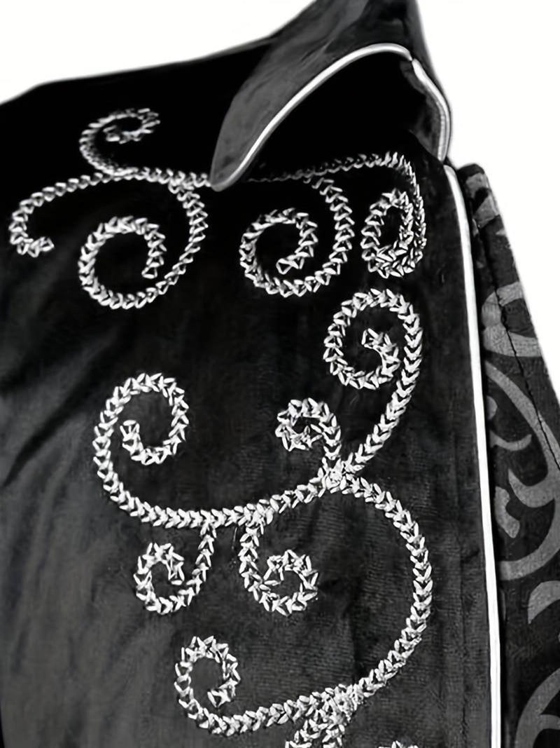 Men&#39;s Gothic Steampunk Blazer With Silver Embroidery