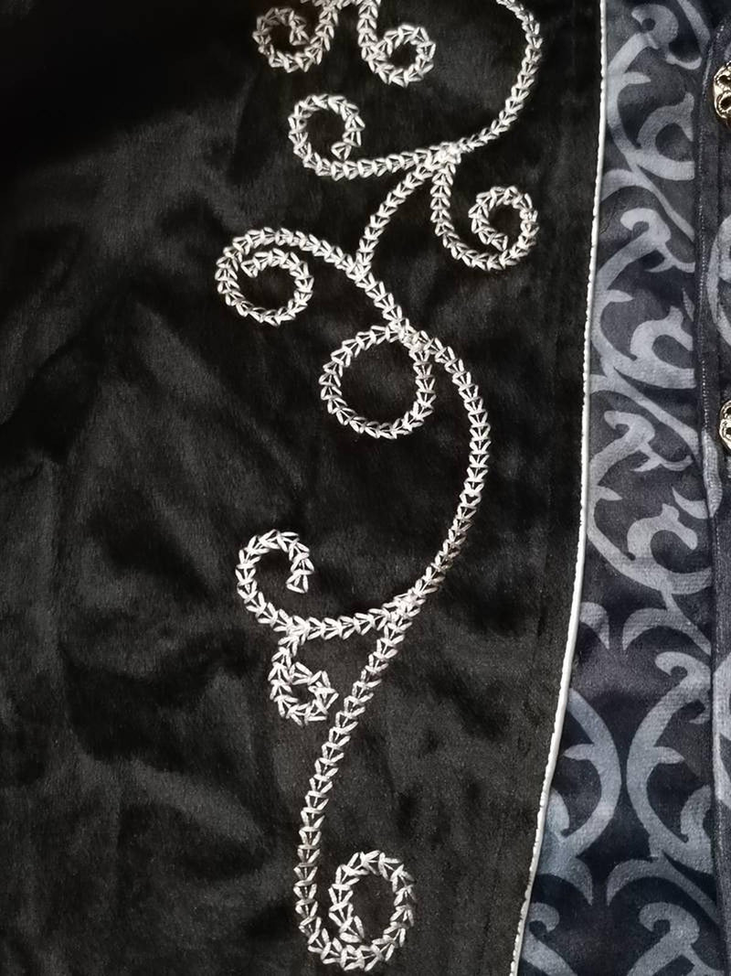 Men&#39;s Gothic Steampunk Blazer With Silver Embroidery