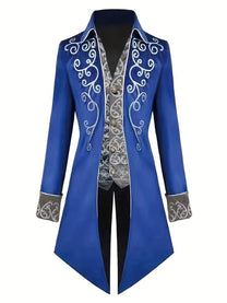 Men&#39;s Gothic Steampunk Blazer With Silver Embroidery