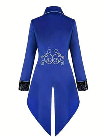 Men&#39;s Gothic Steampunk Blazer With Silver Embroidery