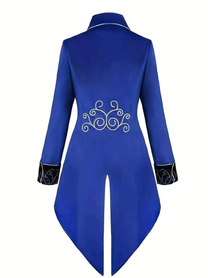 Men&#39;s Gothic Steampunk Blazer With Silver Embroidery