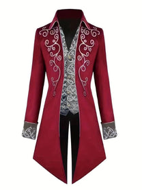 Men&#39;s Gothic Steampunk Blazer With Silver Embroidery
