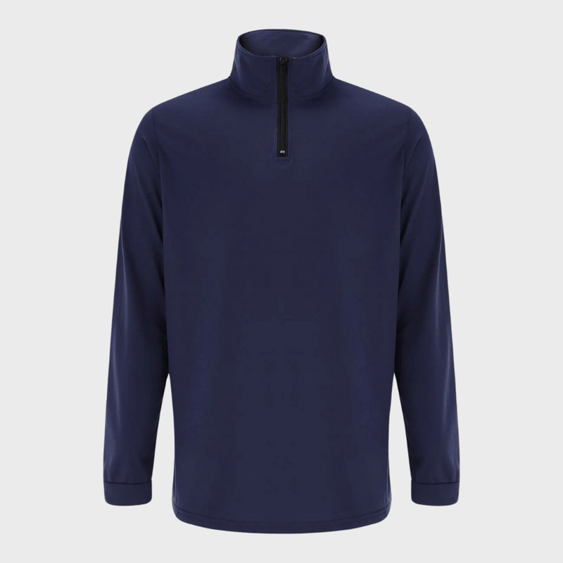 Men&#39;s Half-Zip Cotton Blend Sweater With Ribbed Cuffs