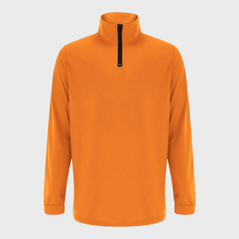 Men&#39;s Half-Zip Cotton Blend Sweater With Ribbed Cuffs