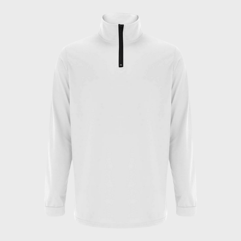 Men&#39;s Half-Zip Cotton Blend Sweater With Ribbed Cuffs