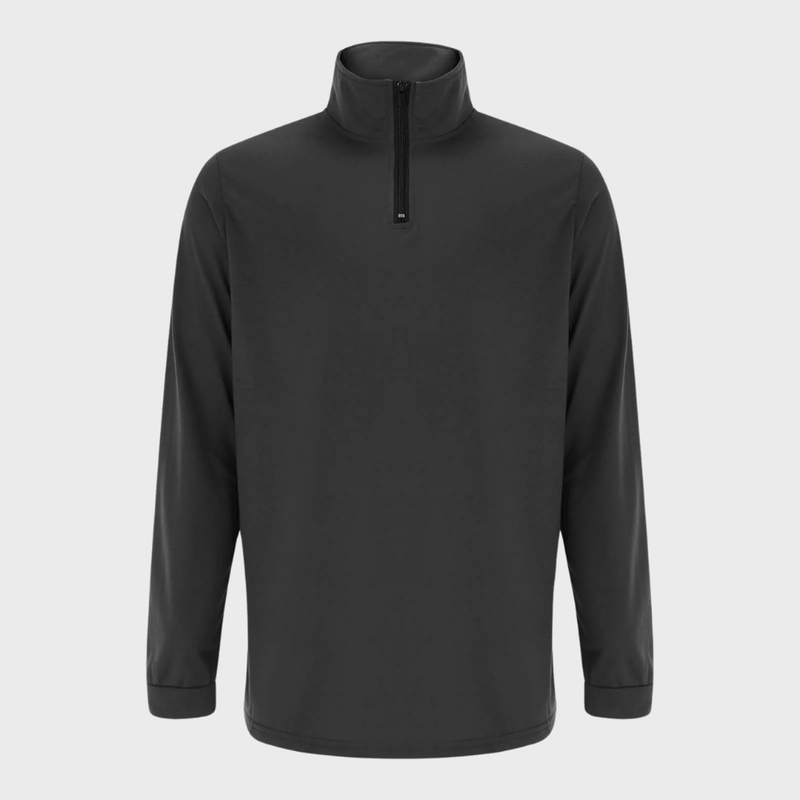 Men&#39;s Half-Zip Cotton Blend Sweater With Ribbed Cuffs