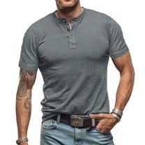 Men&#39;s Henley Neck Summer T-Shirt Short Sleeve Breathable Relaxed Fit